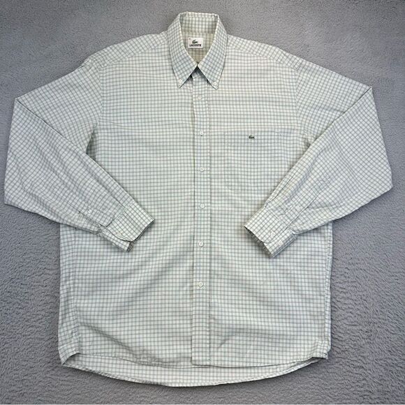 Lacoste Men's Green Checkered Casual Button Down Shirt - Picture 1 of 14